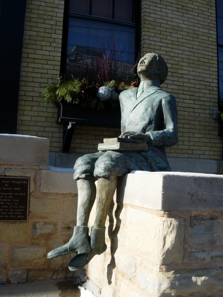 F. Scott Fitzgerald Sculpture outside Leah's office - her building is his old schoolhouse.